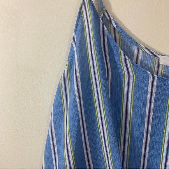 Lush Parina Tie Front Crop Top Tank Blouse Size Small Blue Striped - Picture 2 of 5